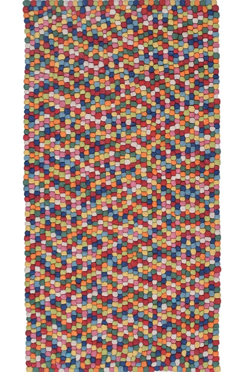 שטיח באבלס מלבני צבעוני בעבודת יד