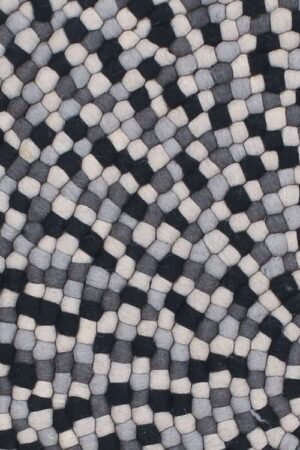 שטיח באבלס 03 עגול שחור לבן