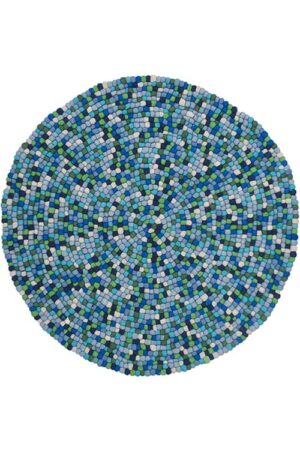 שטיח באבלס עגול בצבע כחול ירוק