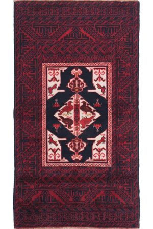 שטיח בלוץ תרנגול 02 | שטיח אפגני אדום