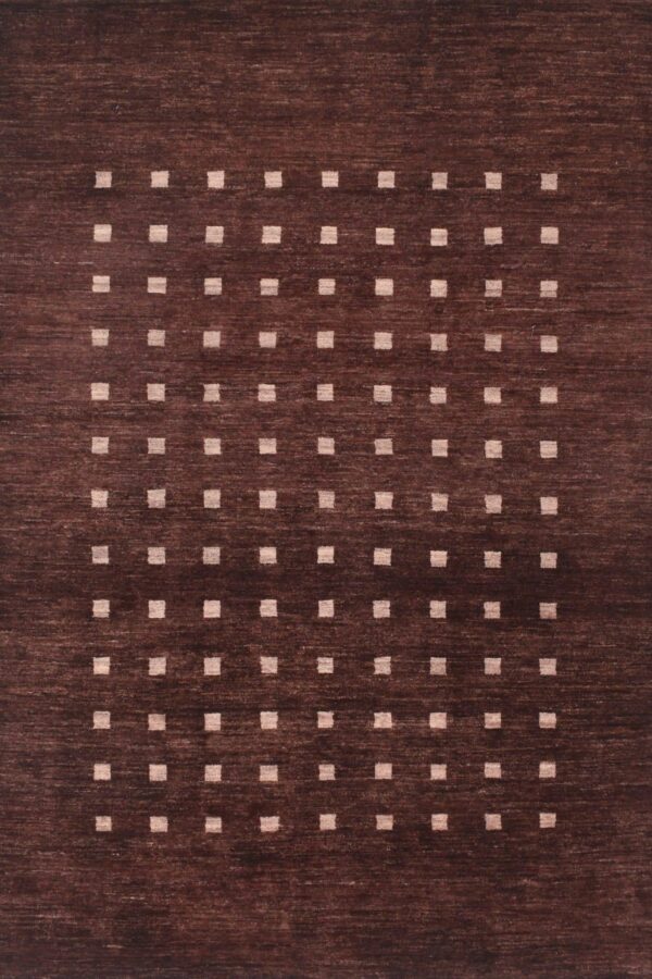 שטיח כפרי מלבני עשוי צמר בצבע חום