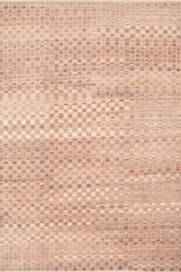 שטיח כפרי מלבני מצמר בצבע בז'