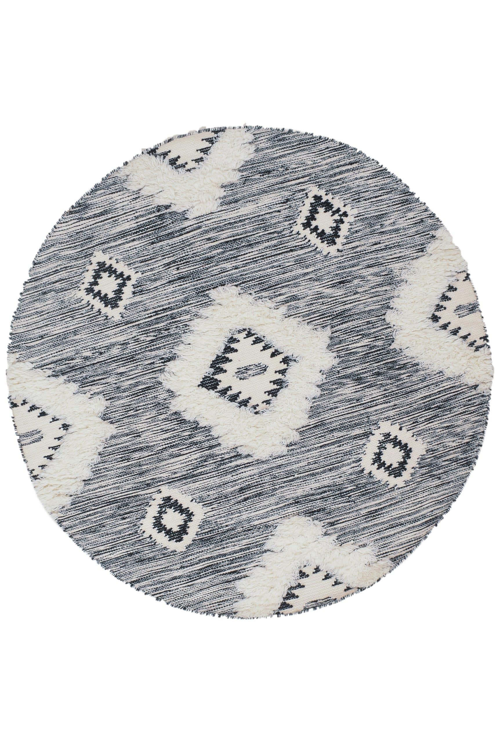 שטיח סקנדינבי עגול 2243 שחור לבן