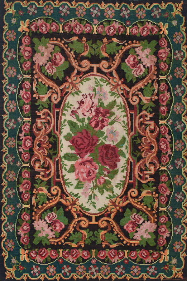 שטיח קילים צבעוני בסגנון כפרי מלבני מצמר