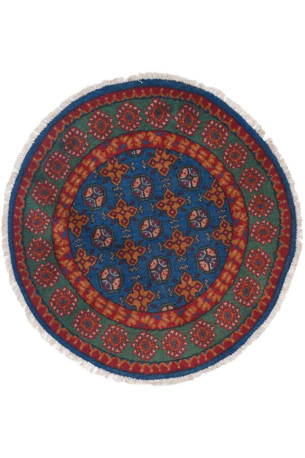שטיח אפגן בוכרה עגול בסגנון כפרי