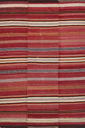 שטיח צמר כפרי צבעוני מלבני בעבודת יד