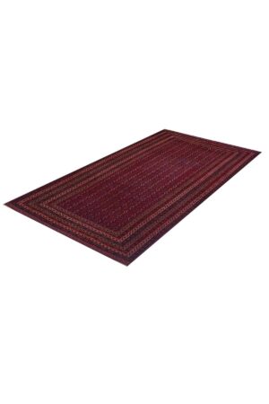 שטיח אוזבקי כפרי מלבני מצמר בצבע אדום מתאים במיוחד לסלון או משרד
