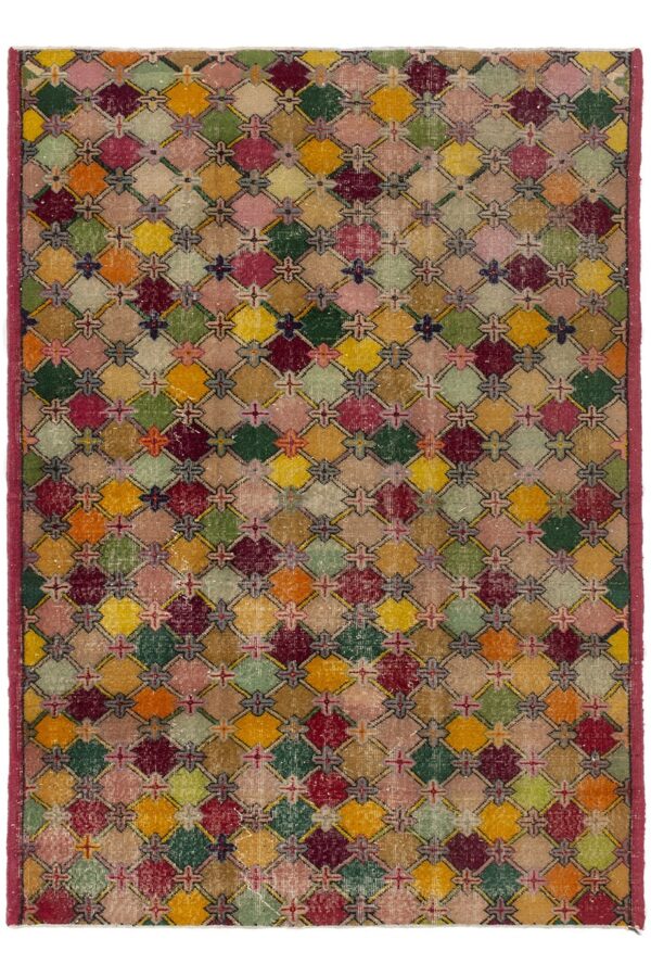 שטיח וינטג' טורקי צבעוני מלבני מצמר