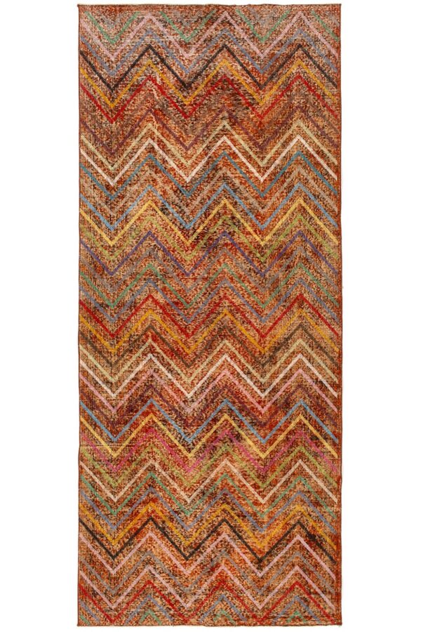 שטיח מלבני עשוי צמר בסגנון זיגזג צבעוני