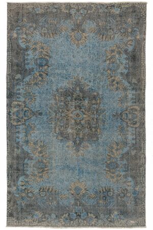שטיח וינטג' טורקי מלבני מצמר בגוון כחול