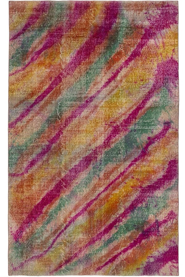 שטיח וינטג' טורקי מלבני צבעוני עשוי צמר