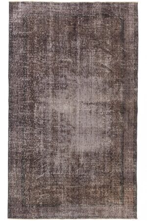 שטיח וינטג' טורקי מצמר בסגנון מלבני בצבעים אפור וחום