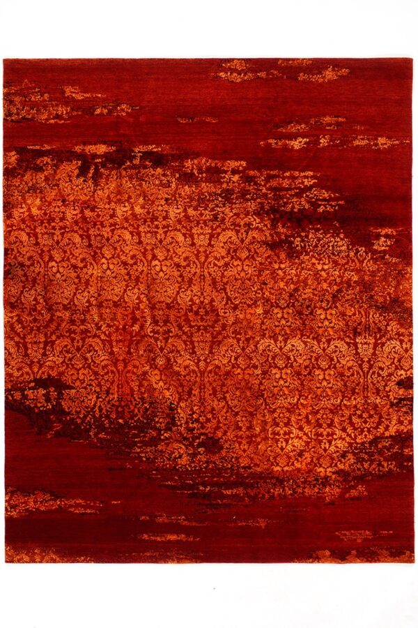 שטיח מודרני מלבני בגווני אדום וזהב-חום