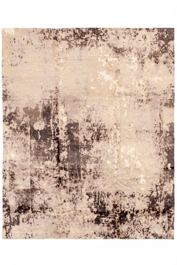 שטיח מודרני מלבני מצמר ויסקוזה בצבע בז' וחום