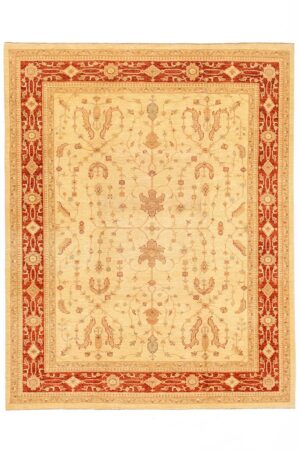 שטיח צמר אדום-בז' כפרי מלבני