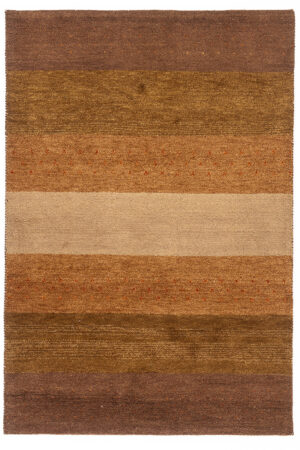 שטיח צמר כפרי מלבני בגווני חום ונקודות אדום מינימליסטיות