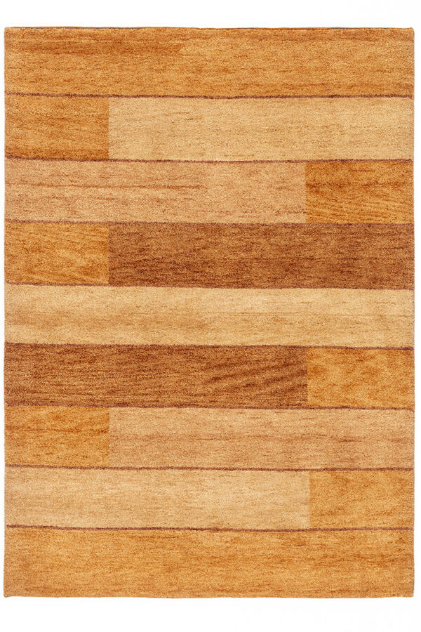 שטיח כפרי מלבני מצמר בצבע בז' וחום