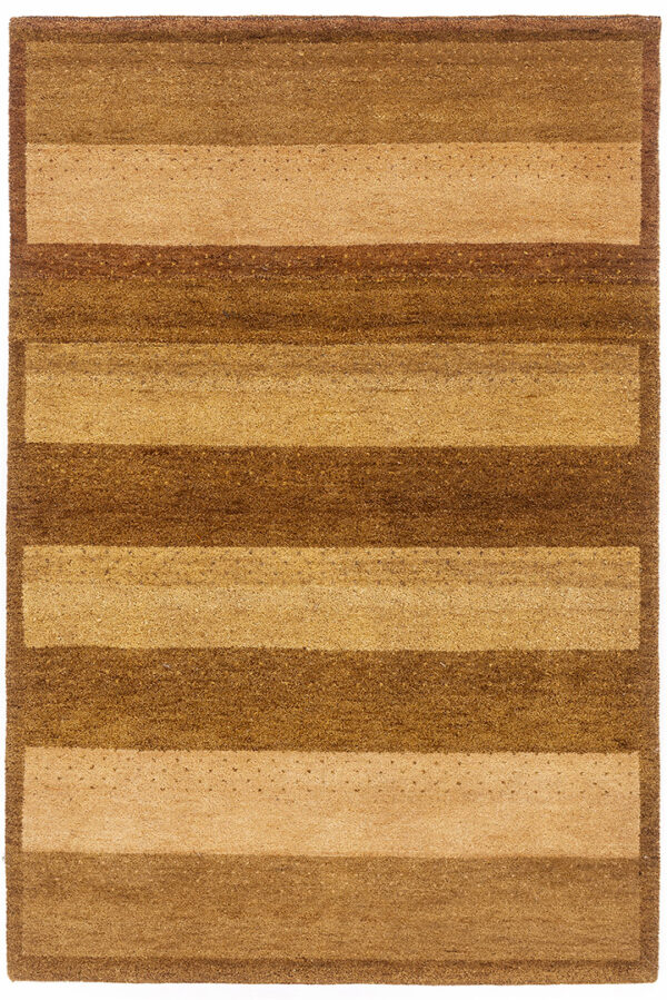 שטיח כפרי מלבני עבה וצפוף מצמר בצבעים חום ובז'