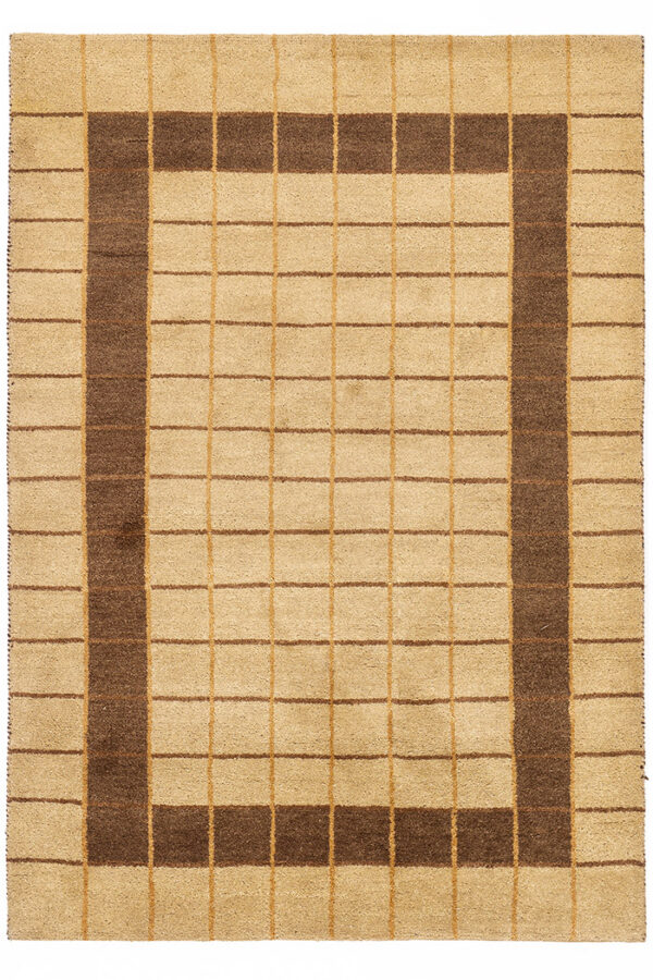 שטיח כפרי צמרי מלבני בגווני בז' וחום