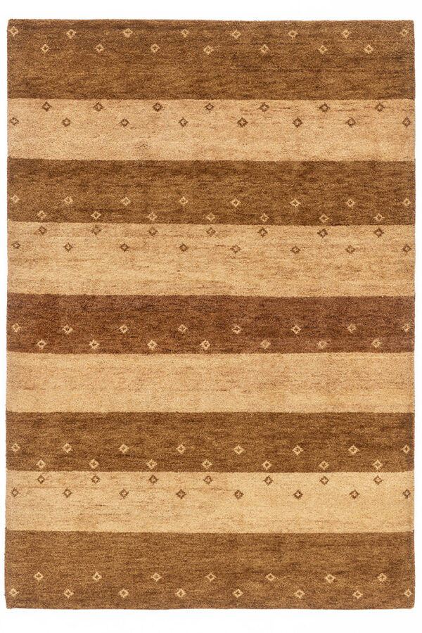שטיח צמר בסגנון כפרי מלבני בצבע בז' וחום
