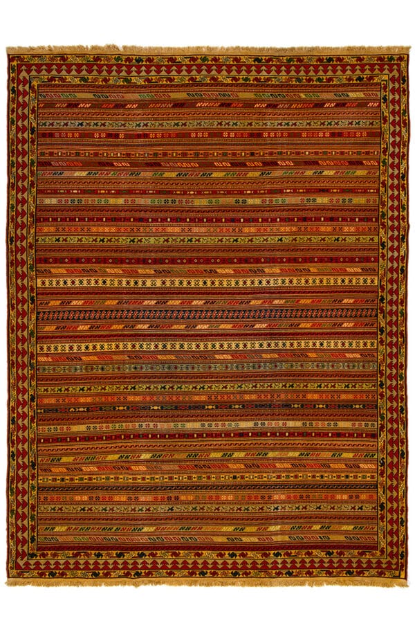 שטיח כפרי מלבני מצמר צבעוני
