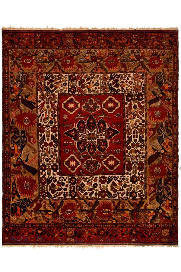 שטיח כפרי מלבני עשוי צמר צבעוני