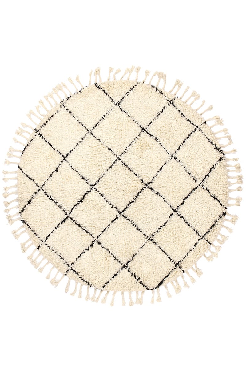 שטיח ברבר מרוקאי עגול פרנז לבן