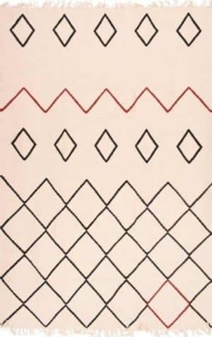 שטיח ברבר כותנה 1828 לבן שחור אדום