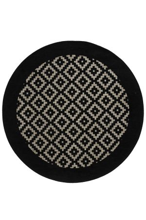 שטיח מנילה ETNID שחור לבן עגול