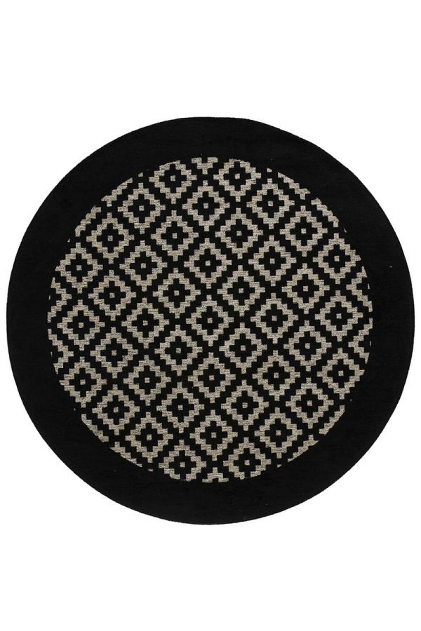 שטיח מנילה ETNID שחור לבן עגול