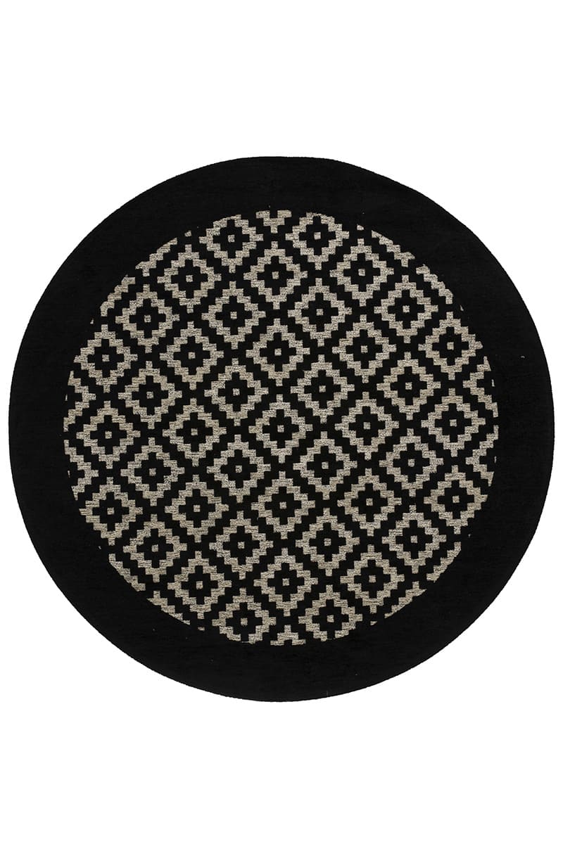 שטיח מנילה ETNID שחור לבן עגול