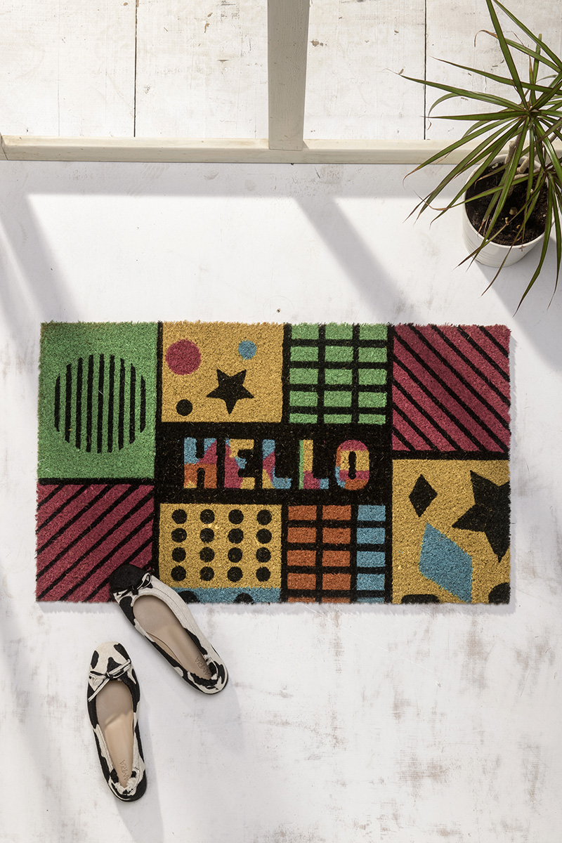 שטיח כניסה Hello צבעוני