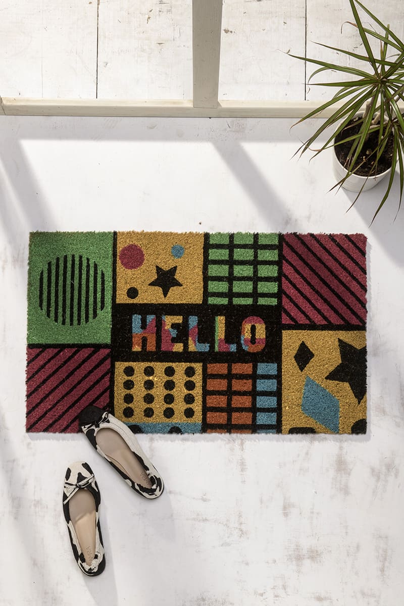 שטיח כניסה Hello צבעוני