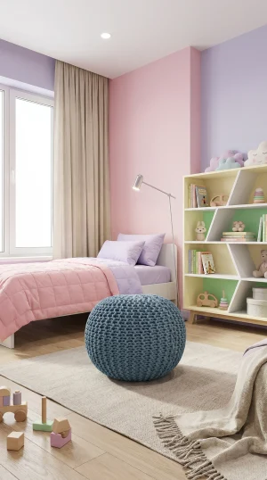 פוף BELLO כחול שמיים, kids-bedroom, Soft Pastels, Modern, Kitchen Bright, lifestyle props.