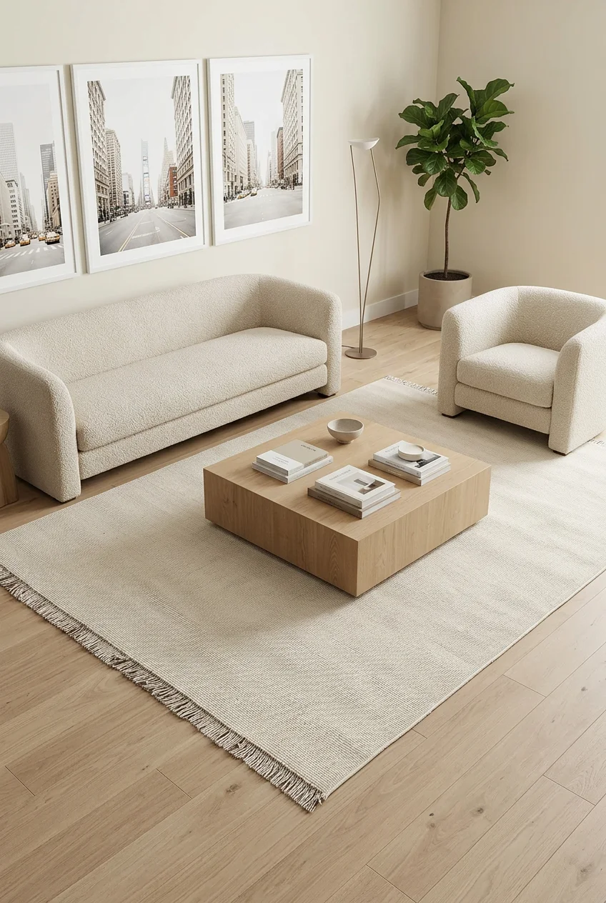 שטיח לופ PLZ-402 לבן עם פרנזים