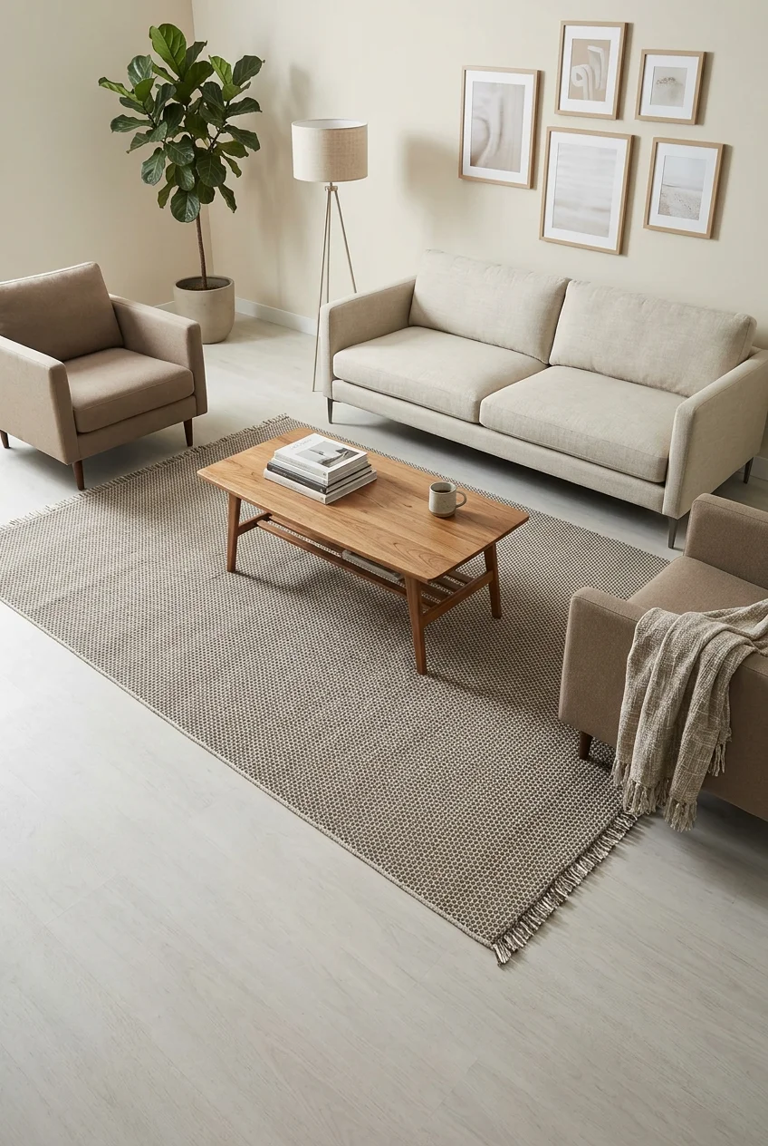 שטיח לופ PLZ-400 לבן בז' עם פרנזים