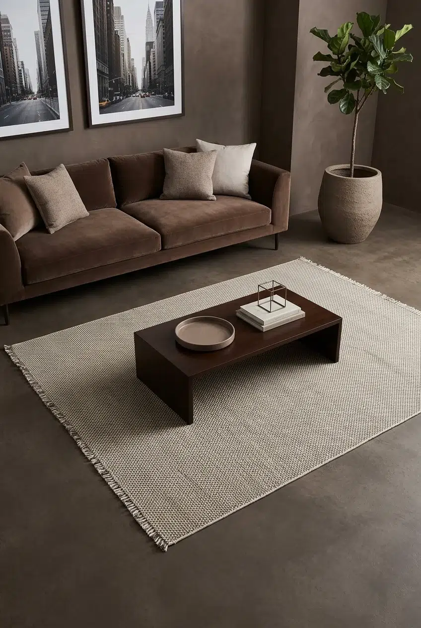 שטיח לופ PLZ-400 לבן בז' עם פרנזים