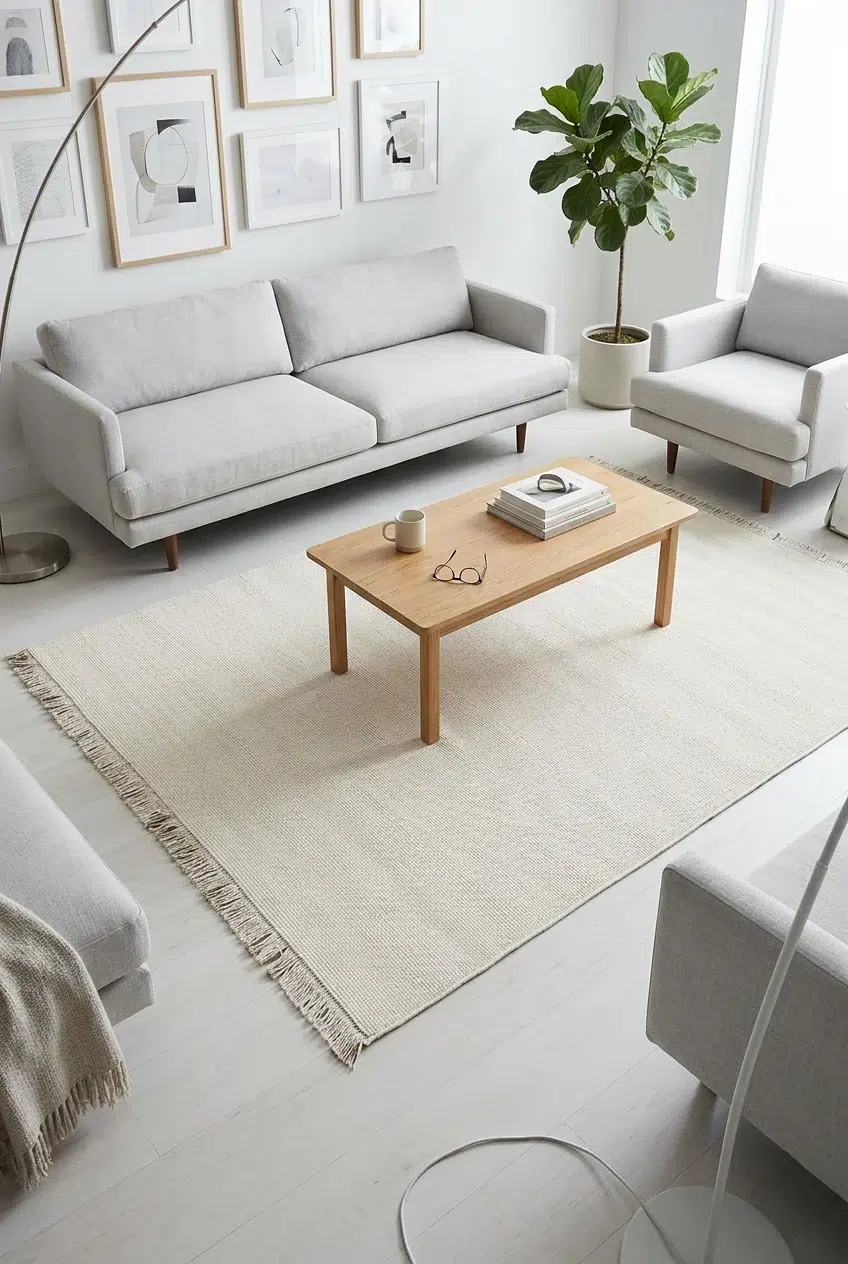 שטיח לופ PLZ-402 לבן עם פרנזים