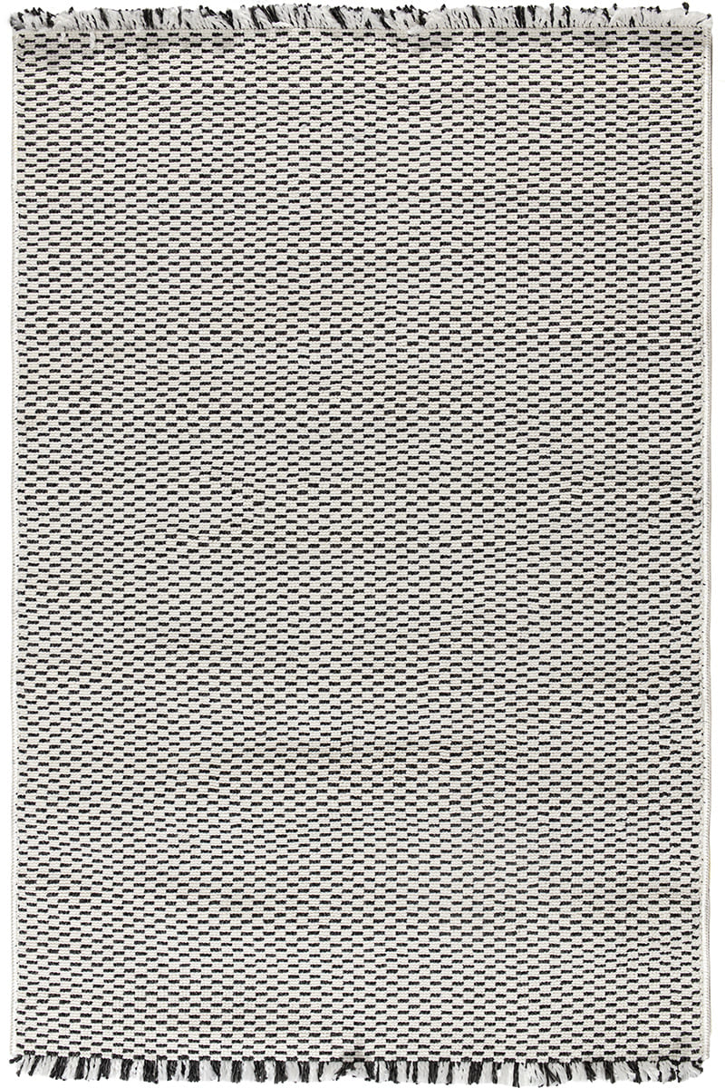 שטיח לופ PLZ-401 לבן אפור עם פרנזים