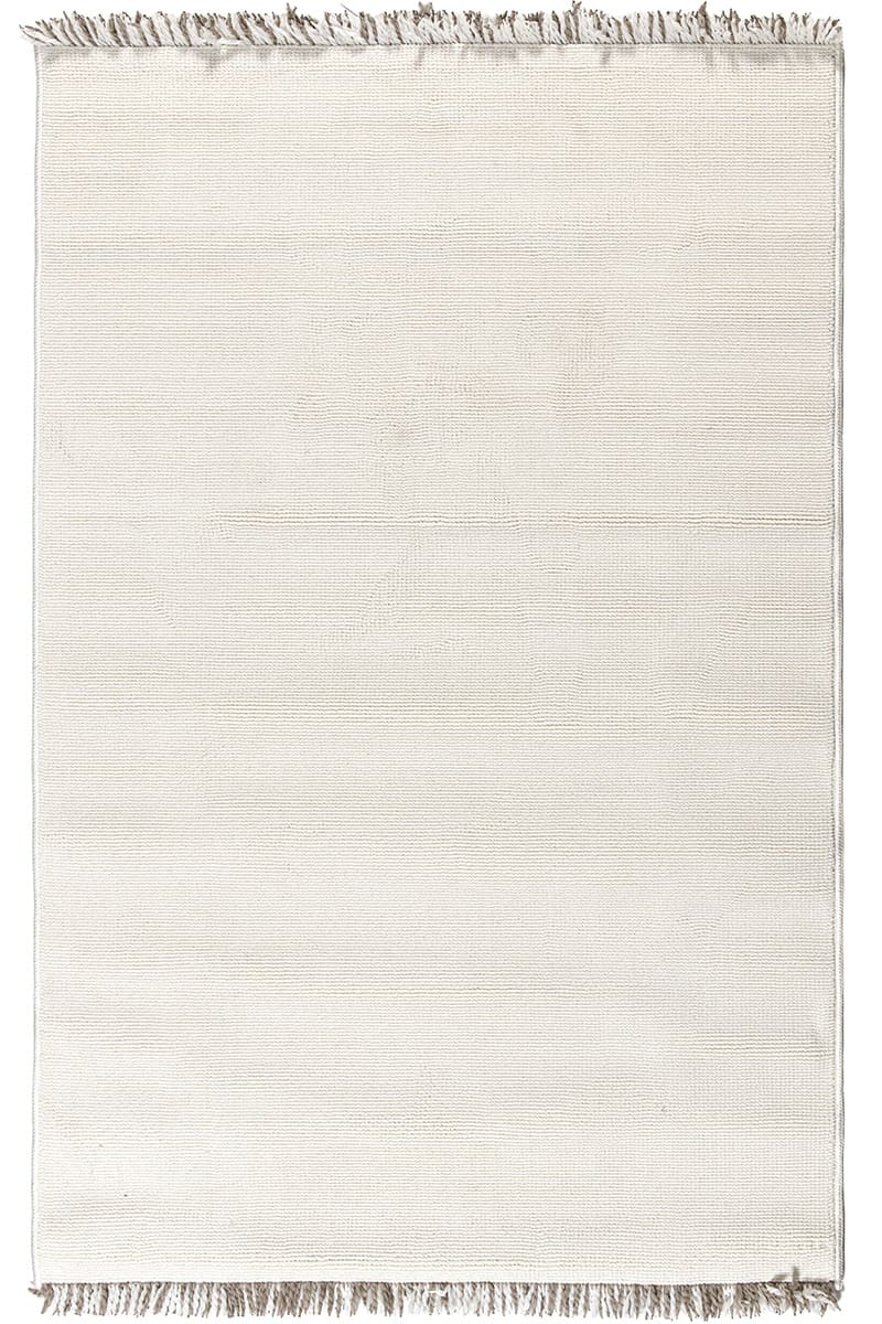 שטיח לופ PLZ-402 לבן עם פרנזים