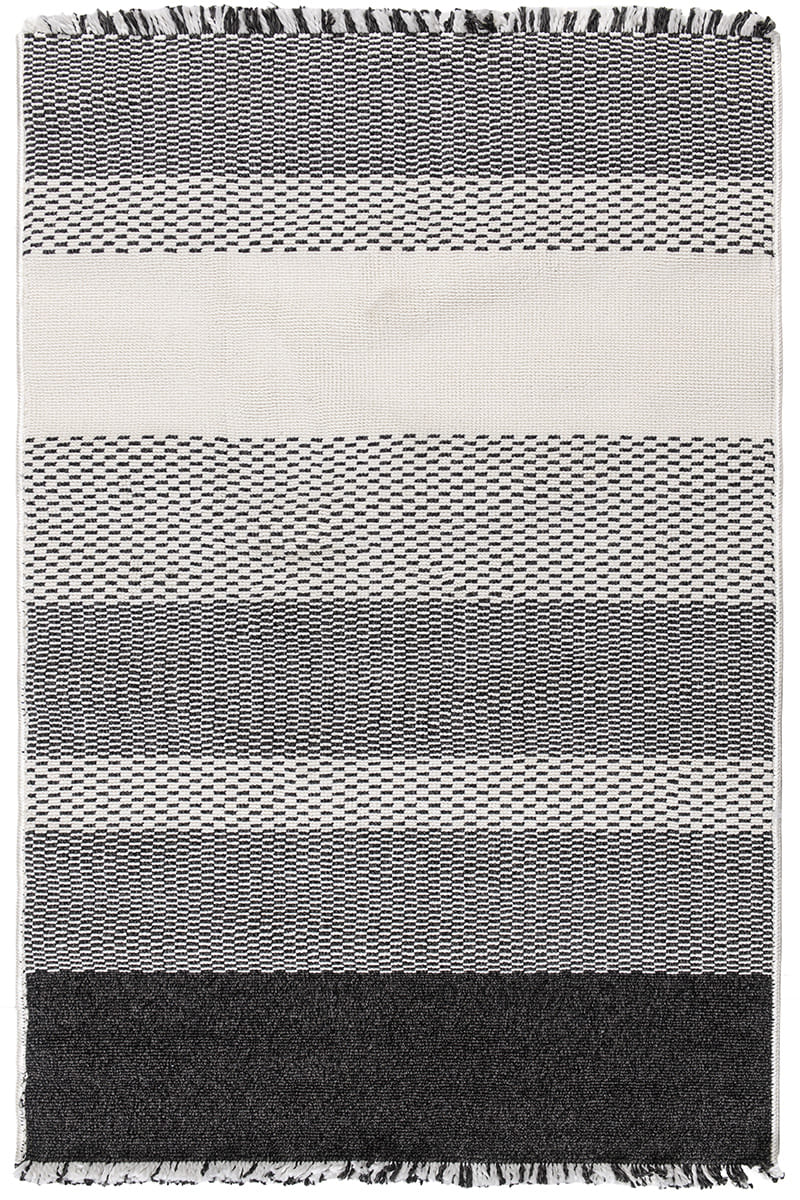 שטיח לופ PLZ-404 לבן אפור עם פרנזים