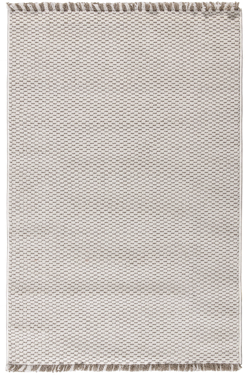 שטיח לופ PLZ-400 לבן בז' עם פרנזים