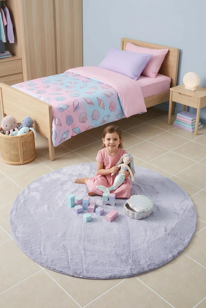 שטיח שאגי מויו MOYO 0311 | שטיח עגול אפור כסף