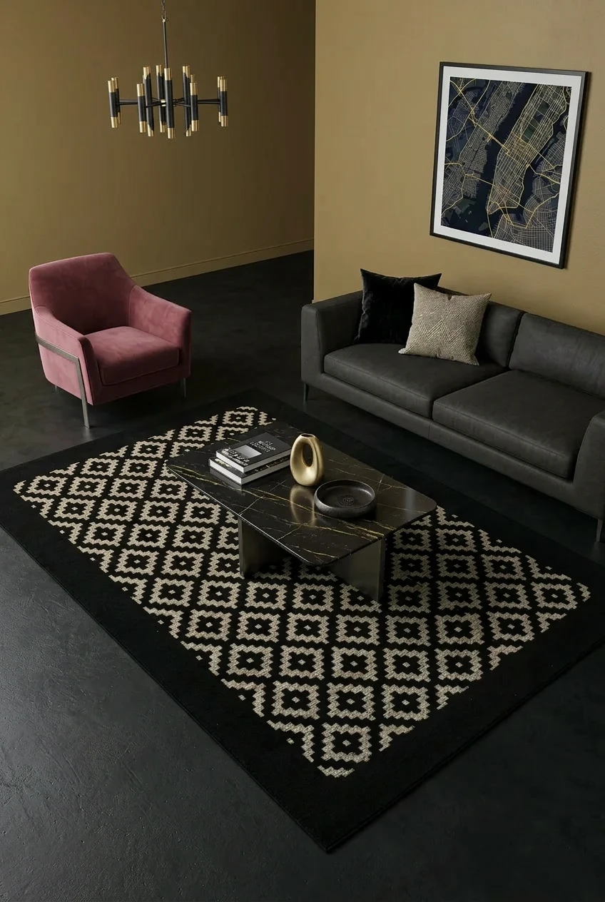 שטיח מנילה ETNID שחור לבן