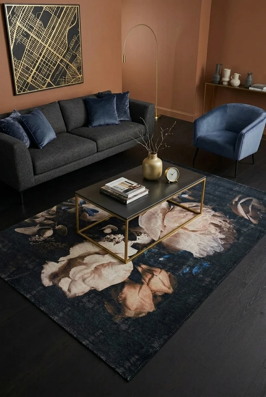 שטיח מרנטה ELDORA שחור צבעוני