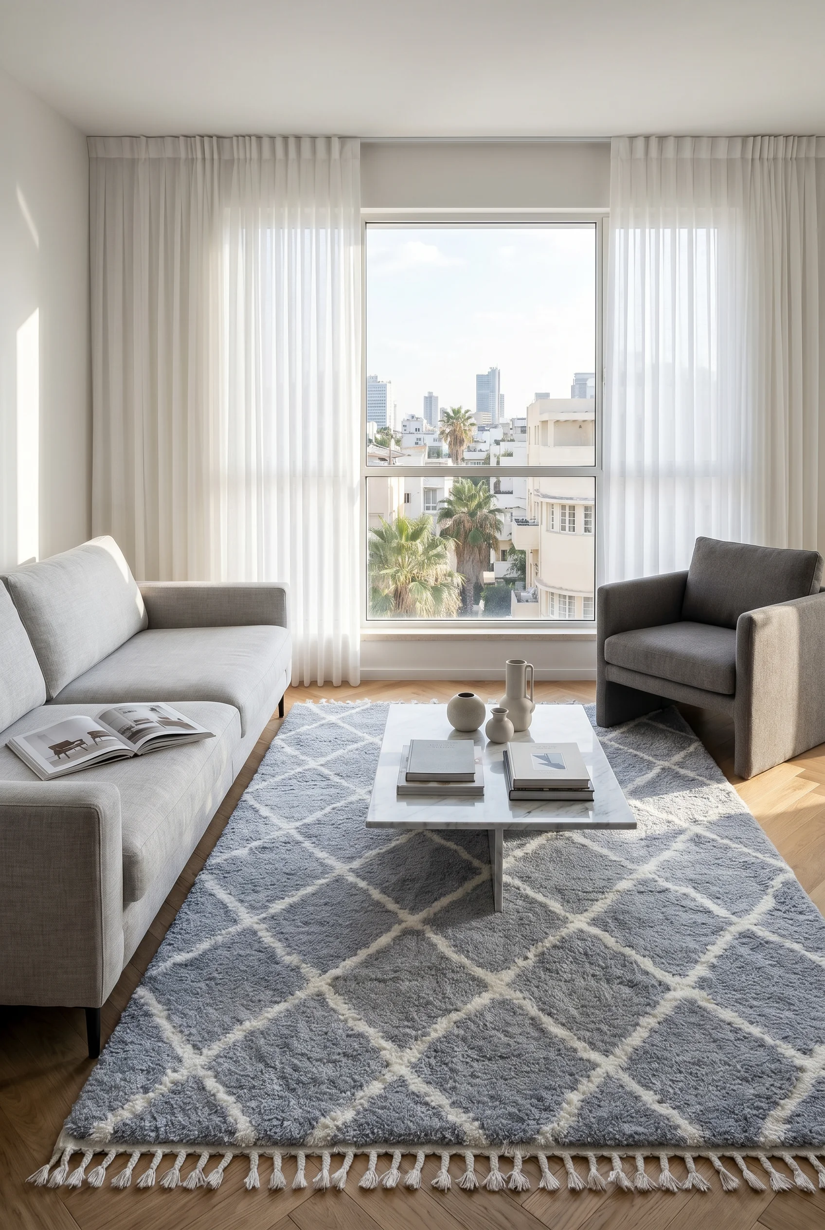 שטיח ברבר אריגה אפור לבן