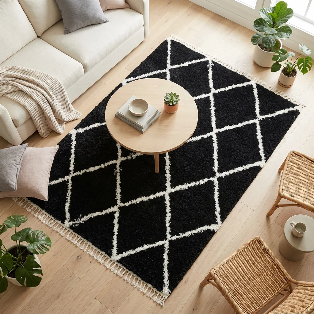 שטיח ברבר אריגה שחור לבן