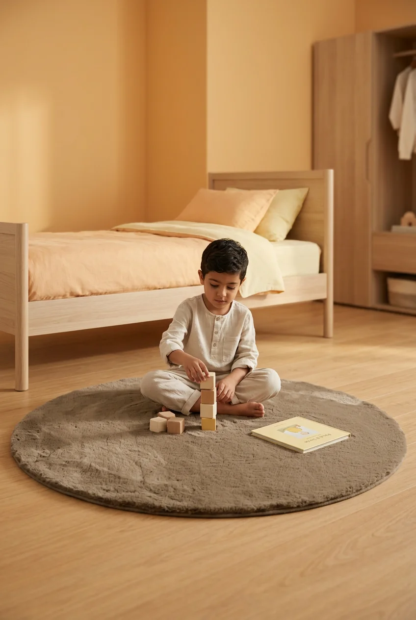 שטיח שאגי מויו MO102 בז' עגול