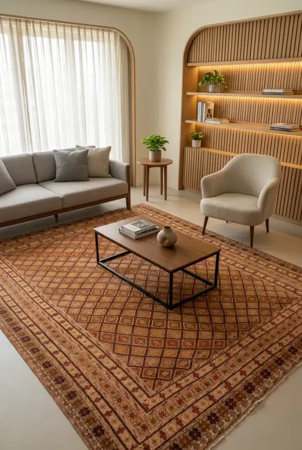 שטיח קילים סופר ורנה 37, Scandi Neutrals, Natural Daylight, styled props.